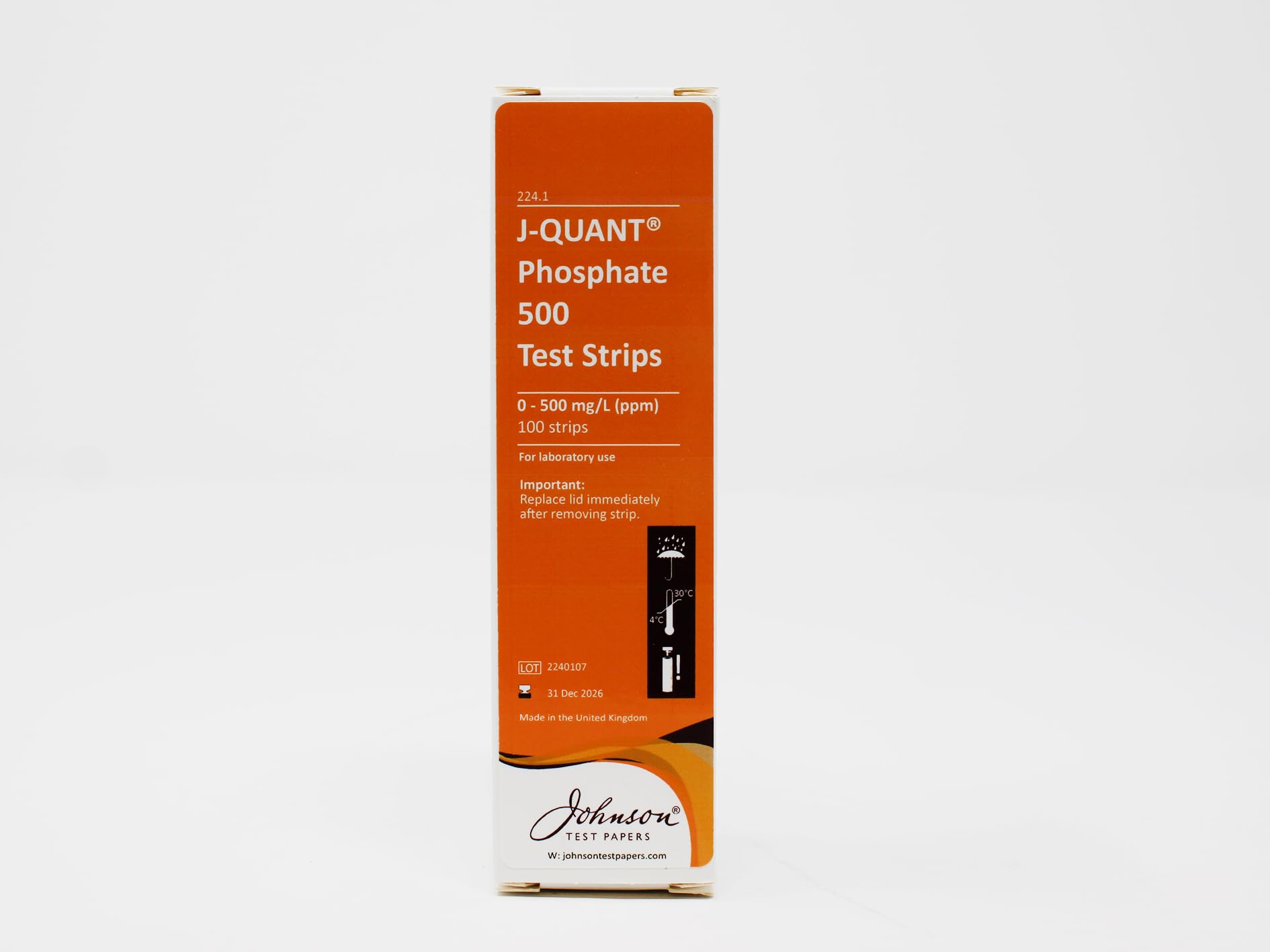 Testallwater - J-QUANT Phosphate 500 Test Strips | Quick 90-Second Results | No Reagents Required | Measures Orthophosphate in Water, Soil, Fertilizers | Corrosion Inhibitor Testing, Multicoloured