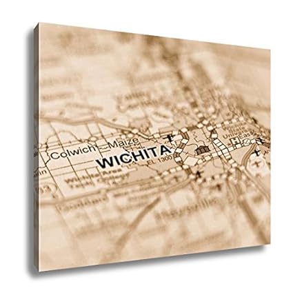 Amazon Com Ashley Canvas Wichita Kansas City Area On A Map Wall