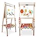 Kids Wooden Art Easel Double-Sided Whiteboard and Chalkboard Adjustable Standing Easel with Paper Roll Holder,Letters and Numbers Magnets and Other Accessories Gift for Kids Toddlers Boys and Girls
