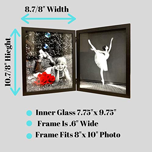 8x10 Black Folding Dual Picture Wood Photo Frames with HIGH Definition Glass - Displays Two Collage  - //coolthings.us