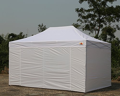 Abccanopy Deluxe 10x15 Pop up Canopy Outdoor Party Tent Commercial Gazebo with Enclosure Walls and Wheeled Carry Bag Bonus 4x Weight Bag and 2x Half Walls (white)