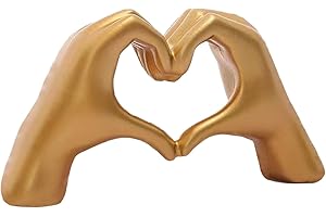 Gold Small Heart Hands Sculpture Modern Home Decor for Living Room Office Car Desk Display
