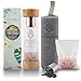 Fayruz Gem Water Bottle,Bamboo Lids Crystal Water Bottle with Rose Quartz Crystal and Tea Infuser Bottle Healing Crystals Tea Mug- Tea, Coffee, Fruit Infused Water (Rose Quartz)