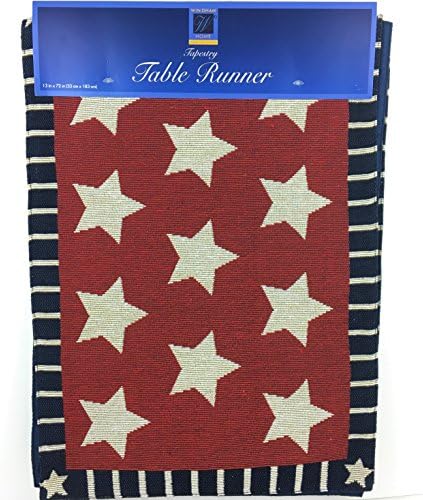 Patriotic Tapestry Table Runner Americana Star and Stripes 13 x 72 Windham Home