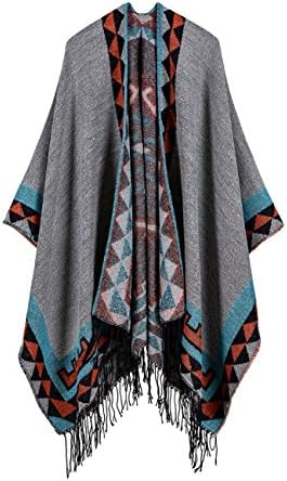 FOURSTEEDS Womens Lattice Knitted Cashmere Reversible Oversized Blanket Ponchos Cardigans Coat Sweater