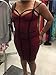 TOB Women's Sexy Bodycon Spaghetti Strap Sleeveless Patchwork Mini Club Dress Wine Red