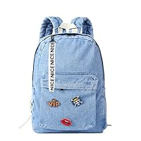zijie Denim Backpack for Girls, Women Classic Retro Bookbags Children Teen School Bag Jeans Backpack for College