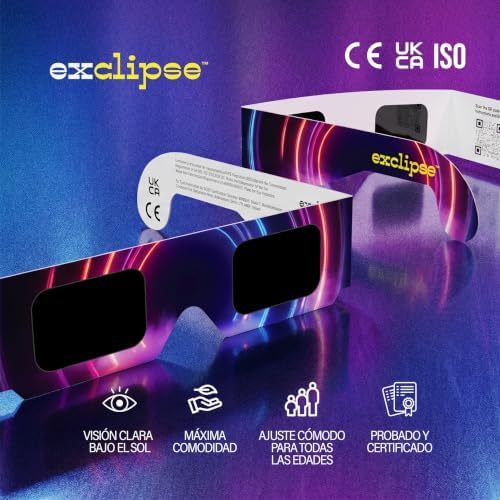 10 Gafas Eclipse Solar con 3 Filtros para Móvil – Certificadas ISO 12312-2, CE & UKCA, Kit Completo para Ver y Fotografiar el Eclipse 2026