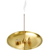 AouloveS 5 in 1 Incense Burner,Upgrade 5.5 Inch Brass Incense Holder for Incense Sticks/Coil Incense Cones, Brass Ash Catcher for Meditation Yoga Roomr,Home Fragrance Decoration