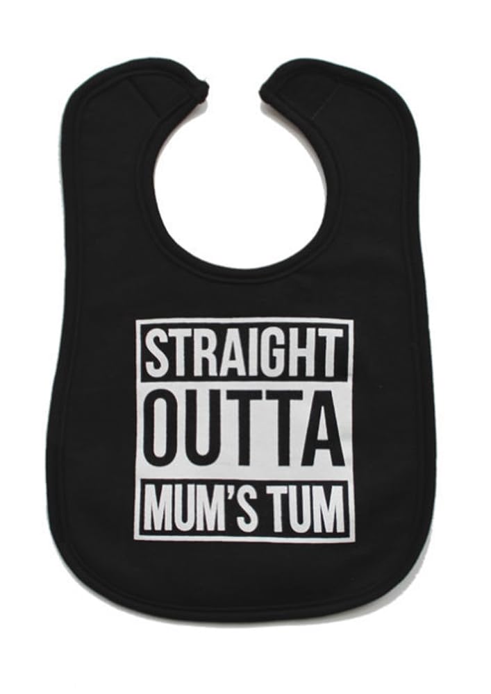 Baby Moo's Straight Outta Mum's TUM Award Winning Hip Hop Baby Bib | Funny Toddler Bib - Unisex Neutral New Parents or Baby Gift [0-3 Years]