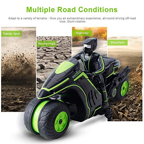 Womdee Remote Control Stunt Motorcycle, 2.4G 360 Degree Spinning Action Rotating Drift Stunt Motorbike High Speed RC Motorbikes, Drift Stunt Car Motorbike for Kids Age 4,5,6,7,8 and Up Year Old - Thumbnail 2