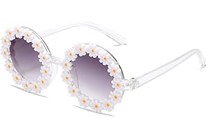 JINHUIBBA Girls round Flower Sunglasses Flower Cute Glasses UV 400 Protection for Outdoor Beach