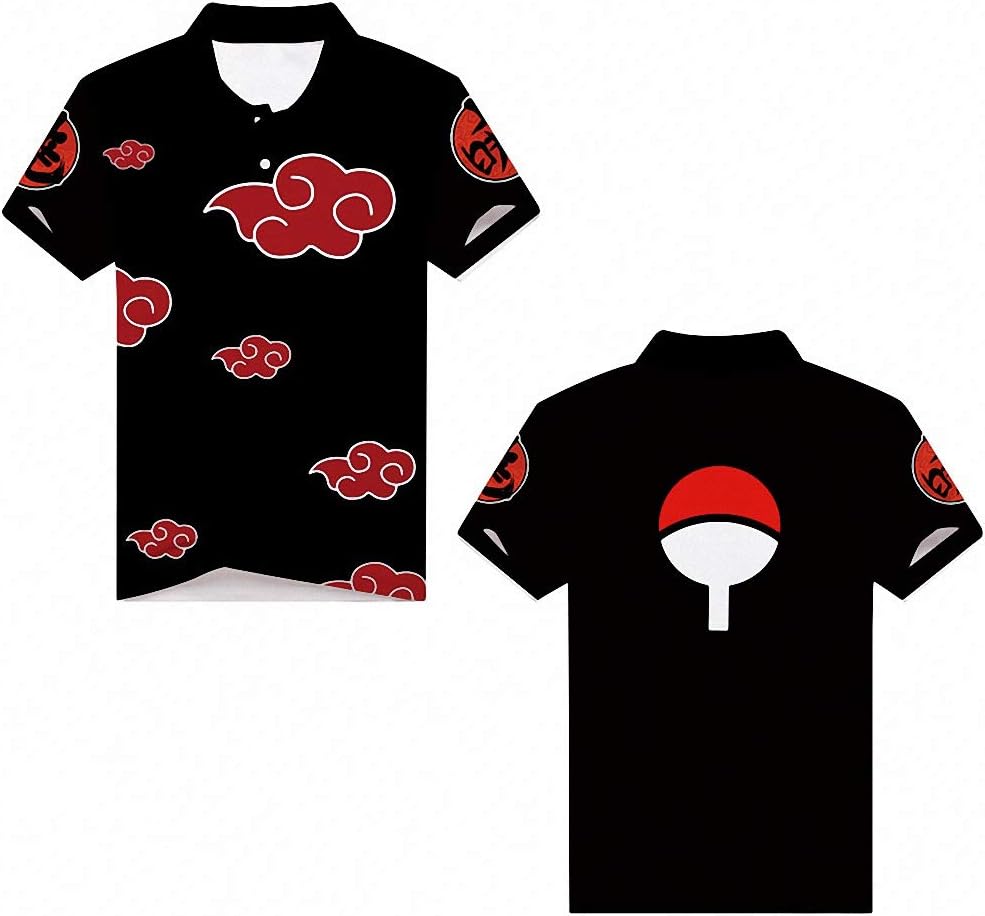 LiYuMeiFuShi Unisex 3D Printed Anime Uzumaki Naruto & Uchiha Itachi & Uchiha Sasuke Polo Shirts (4 Colors)