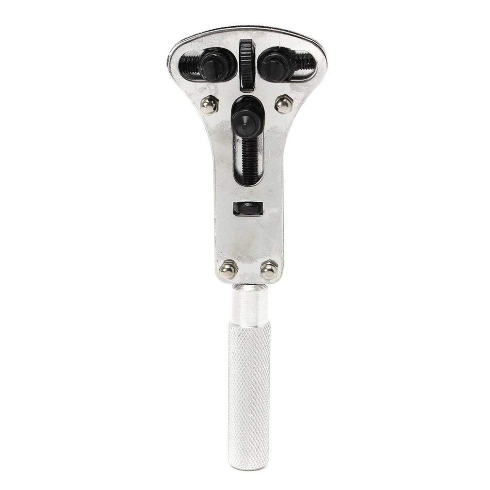 Watch Repair Tool Kit, 3 Point Wrench Screw Case Remover Tool, Adjustable Watch Back Case Opener, Battery Replacement and Movement Holder, Heavy Duty Stainless Steel