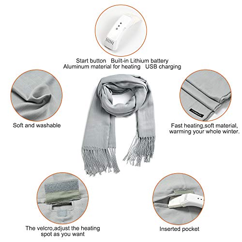 Heated Scarf, New USB Electric Semiconductor Cashmere Scarf for Women and Men - Thumbnail 2