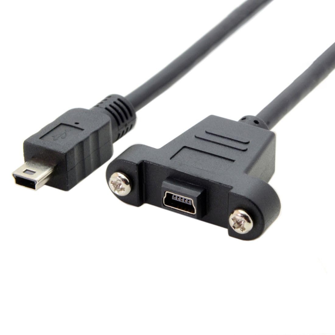 CY 50cm Mini USB 5Pin Male to Female Panel Mount Type Extension Adapter Cable with Screws