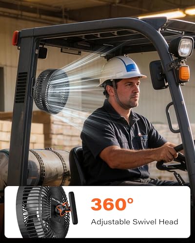 A2C Golf Cart Fan, 7.5" Rechargeable Magnetic Fan with 4 Speed Modes, Up to 15 Hours, Strong Airflow, Fits EZGO Club Car Yamaha, for Golf Cart & Cruise Ship Accessories, Outdoor Use