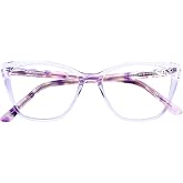 DOOViC Computer Reading Glasses Blue Light Blocking Anti Eyestrain Fashion Cat Eye Spring Hinge Readers for Women 1.75 Strength