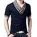 YTD Mens Cotton Casual V-Neck Button Slim Muscle Tops Tee Short Sleeve T-Shirts Small Navy