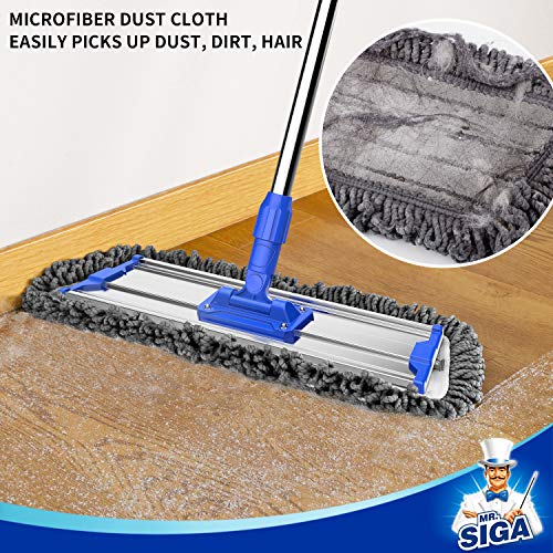 MR.SIGA 18" Professional Microfiber Mop for Floor Cleaning, Stainless