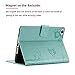 Mini 2 3 Case-LittleMax Smart Embossed PU Leather Flower Cards Holder Case Stand Cover with Auto Wake / Sleep for Apple iPad Mini 3 / 2 / 1 [Free Stylus Pen]-#1-Mint Butterfly
