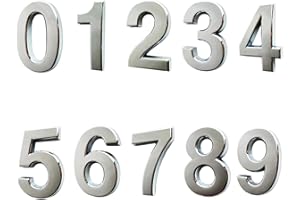 HopeWan Self Adhesive Mailbox Numbers, 2 Inch Door Numbers Stickers for Apartment Home Office Room, Set of 10 Pcs. (2" 10 Pack (0-9), Silver)