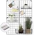 NEX Grid Photo Wall, Grid Panel for Photo Hanging Display, Multifunctional Metal Mesh Wall DIY Decor Storage Organizer, 3 Wire Baskets, 20 Iron Clips, 32.68'' x 23.82'', Black