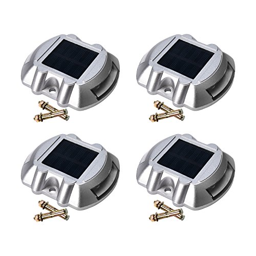Solar Dock Light 4-pack JACKYLED Dock Path Road Long Service Time LED Light Bright white Weatherproof Wireless Outdoor Warning Step Lights for Driveway Garden Walkway Backyard Step