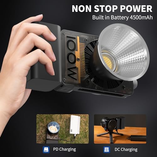 ZHIYUN Cinepeer CX100 LED Video Light [Official] 100W COB Two-Tone Continuous Video Lighting for Photography with Built-in Battery, 2700-6500K, TLCI 97+ CRI 96+, 3840Lux, Reflector, Diffuser
