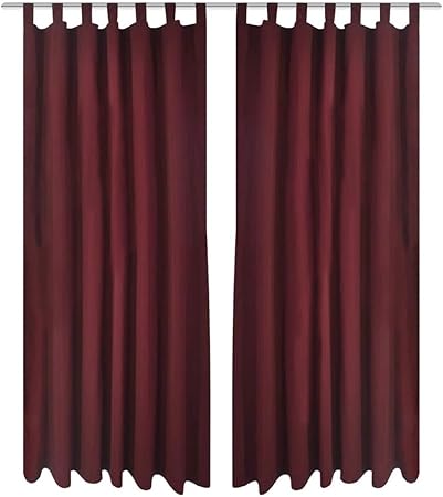Cortinas opacas, 2 unidades, color burdeos de microfibra satinada con