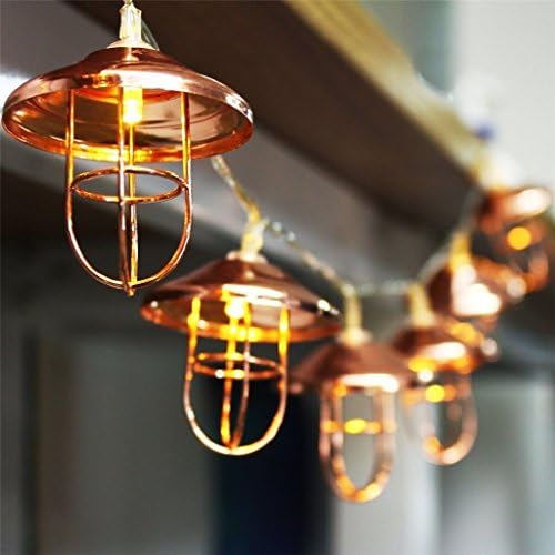 Metal String Lights, 10ft 20LED Rose Gold Metal Geometric Lights Battery Powered Fairy Lights Indoor Decorative Lights for Holiday Christmas Wedding Party Home Decoration (Vintage Lantern)