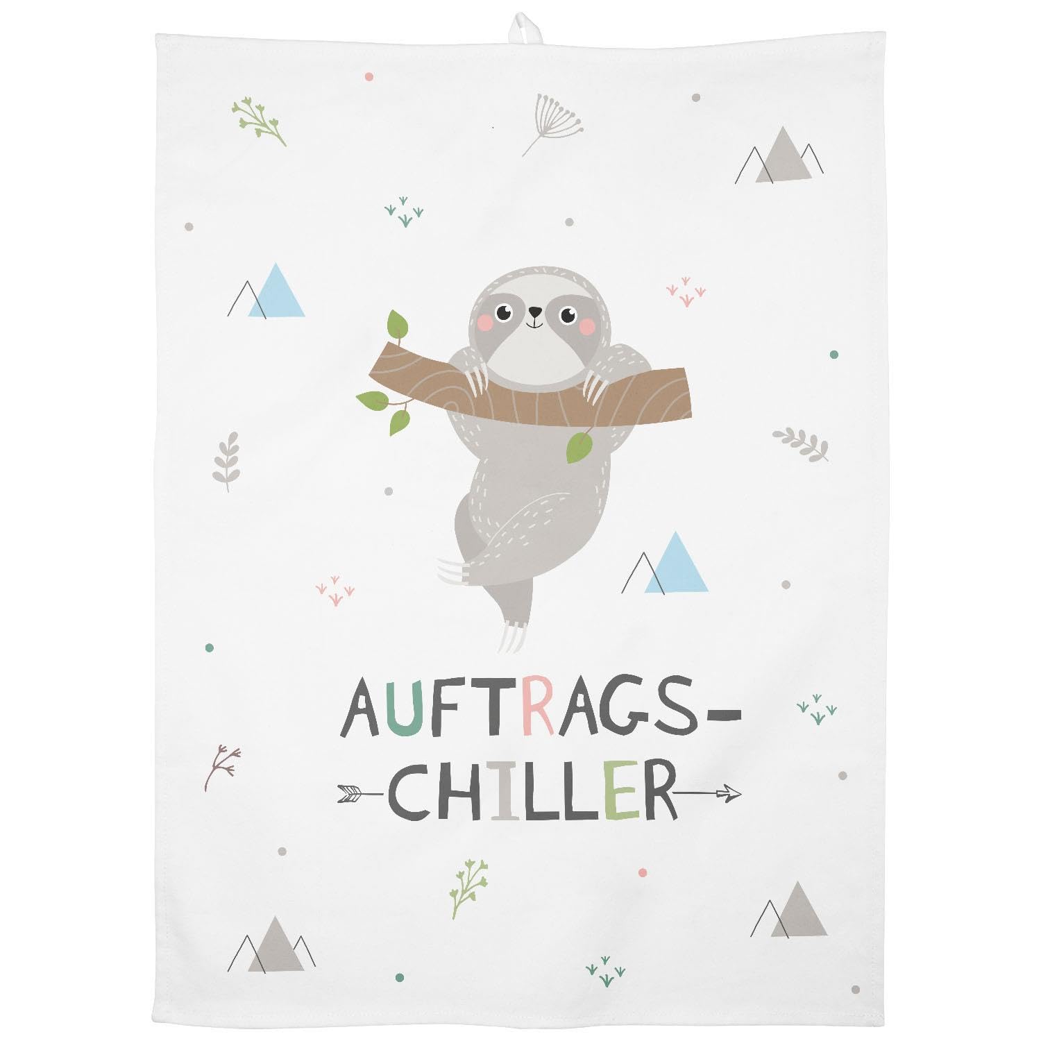 GRUSS & CO 47094 Sloth Chiller, Cotton, 60 cm x 45 cm, White Tea Towel