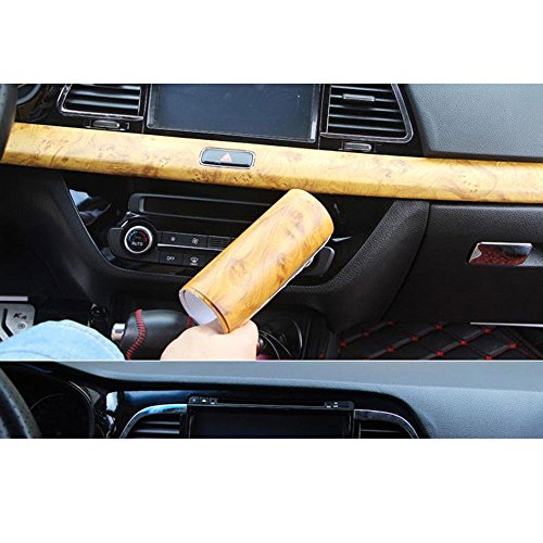 HOHOFILM High Gloss Wood Grain Textured Wrap Vinyl Sticker Wall Paper Film Decal Car Interior Furniture Office,124cmx30cm