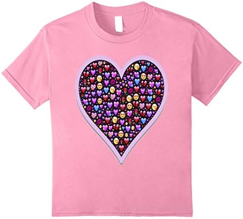 Kids Valentine Heart Emoji Shirt 8 Pink