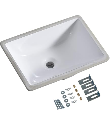 thumbnail image 2 of Ticor 20.5" White Porcelain Undermount Bathroom Vanity Sink - Square Ceramic Sink With Mounting Brackets 2 of 10