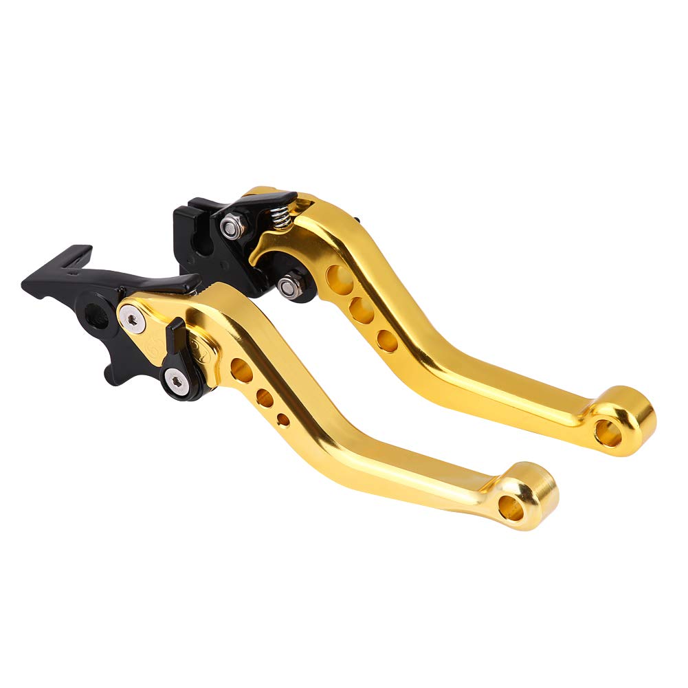 Keenso Motorcycle Brake Lever, 1 Pair Aluminum Alloy Motorbike Clutch Lever Motorcycle Brake and Clutch Lever Handle for GY6 CG125(Gold) Motorcycle levers Pit Bike