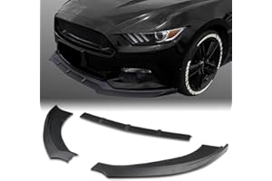 Q1-Tech 3-Piece Front Bumper Lip fit for compatible with 2015-2017 Ford Mustang, Front Bumper Lip Spoiler Air Chin Body Kit Splitter, Unpainted Matt Black ABS, 2016 (SPORT-Style)