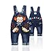 KIDSCOOL SPACE Baby Boy Girl Jean Overalls,Toddler Denim 3D Monkey Dungarees Pants,Blue,12-18 Months