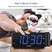 DreamSky Projection Alarm Clock Radio with USB Charging Port & FM Radio 10 Preset Stations, 2 Inches Large Blue Led Number with Dimmer, Snooze, Sleep Timer,12H Display, Plug in Clock for Bedroom