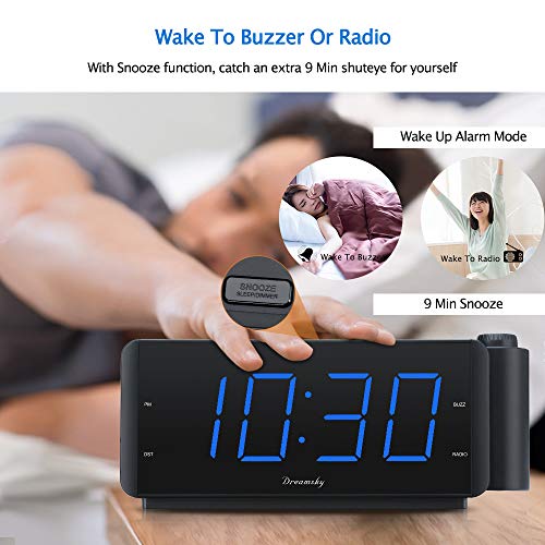 DreamSky Projection Alarm Clock Radio with USB Charging Port & FM Radio