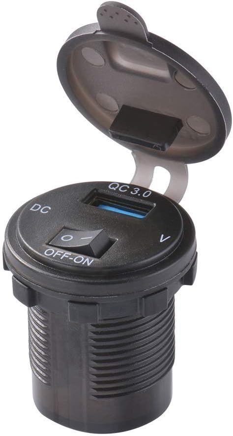 ZBLighting Quick Charger QC3.0 Car Power USB Socket Outlet Waterproof Adapter with Red LED Digital Voltmeter and Switch for 12V/24V Car Boat Motorcycle Truck Car Marine