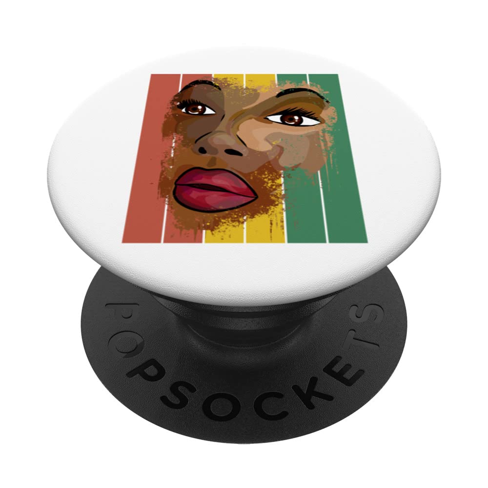 Black Woman Face African Colors PopSockets Swappable PopGrip