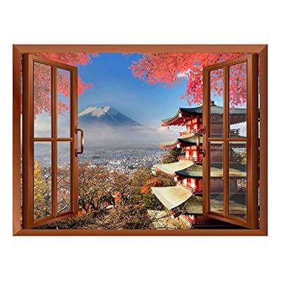 Copper Window Looking Out Into a Shrine with...