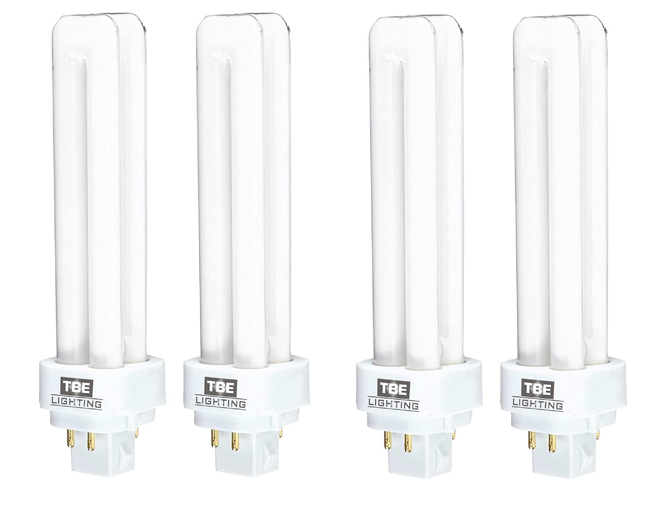 TBE LIGHTING 18w G24Q-2 4-Pin CFL Lamp - Pack of 4 Units - Cool White 4000K, 1250 Lumen/Double Turn CFL Compact Fluorescent Light