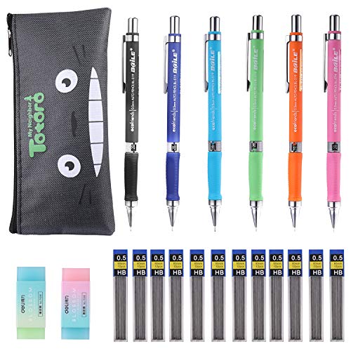 Mechanical Pencil Set, ExcelFu 6 Pieces 0.5 mm Mechanical Pencils with