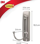 Command Decorative Hook Indoor 2 Hooks 3 Strips Brushed Nickel Damage-Free view 2