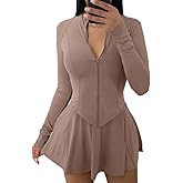 Tennis Skirts Set Womens 2 Piece Outfits Long Sleeve Zip Up Jackets Two Piece Mni Skirts Set Golf Skort Athletic Sports
