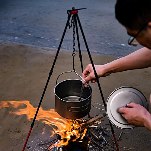 Xergur Camping Tripod, Portable Outdoor Cooking Tripod with Adjustable