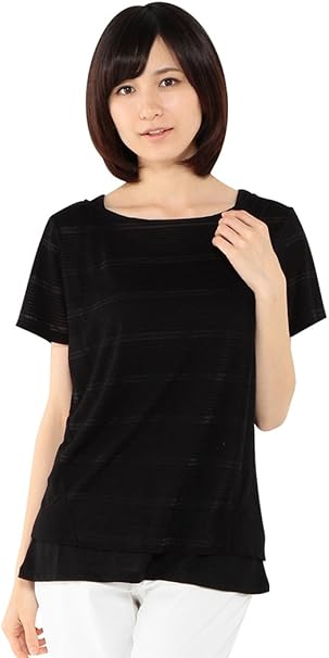 Amazon ウイエ Oeillet シャドーボーダーtシャツ タンクトップ2点セット 5 05 黒 M キャミソール タンクトップ 通販