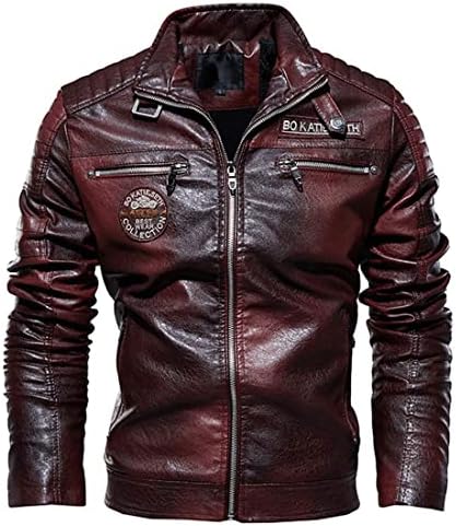 BO KATIE·SETH Mens Fashion Leather Jacket Winter Outdoor Men